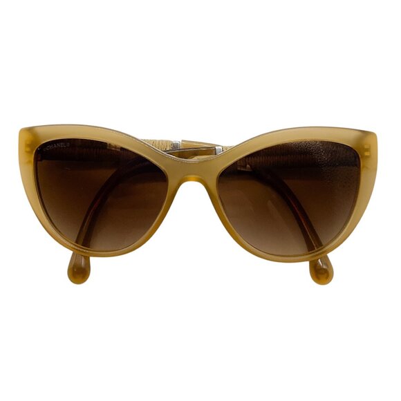 Chanel Beige Acetate Rope Cat Eye 5409 Sunglasses - Picture 1 of 12